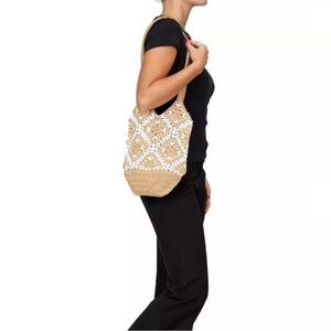 URBAN ORIGINALS Mini Sunflower crochet handmade women's tote bag -SAND BEIGE